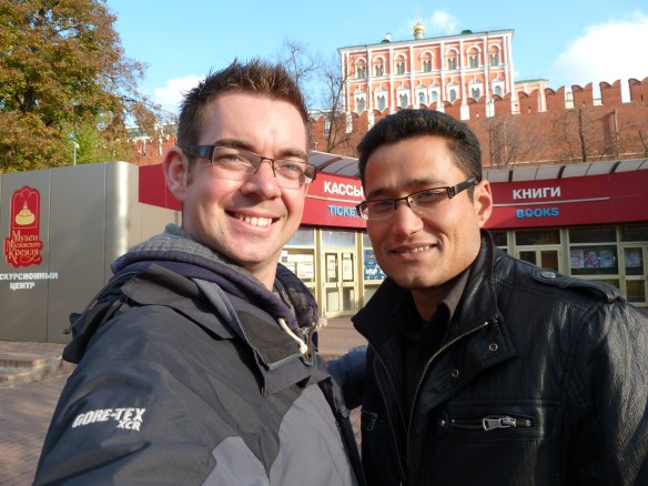 P1020149 With Husanbay outside the closed Kremlin ticket office